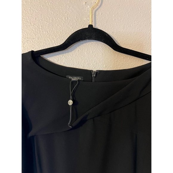 Talbots Sheath Dress 16 Black Crepe Sleeveless Career Church New $159 - Picture 6 of 11